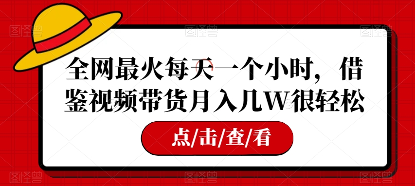 全网最火每天一个小时，借鉴视频带货月入几W很轻松【揭秘】-冒泡网