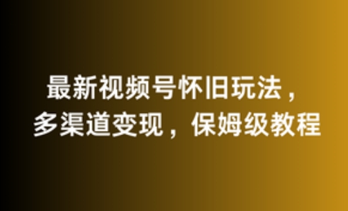 最新视频号怀旧玩法，多渠道变现，保姆级教程-冒泡网