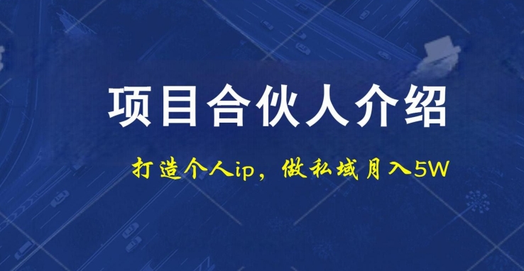 项目合伙人项目,打造个人IP,做私域月入5W,小白勿扰-冒泡网