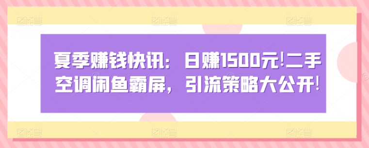 夏季赚钱快讯:日赚1500元,二手空调闲鱼霸屏,引流策略大公开!-冒泡网