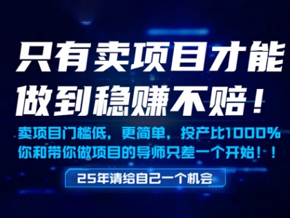 只有卖项目才能做到稳挣不赔,门槛低,更简单,你也可以年入百个W【揭秘】-冒泡网
