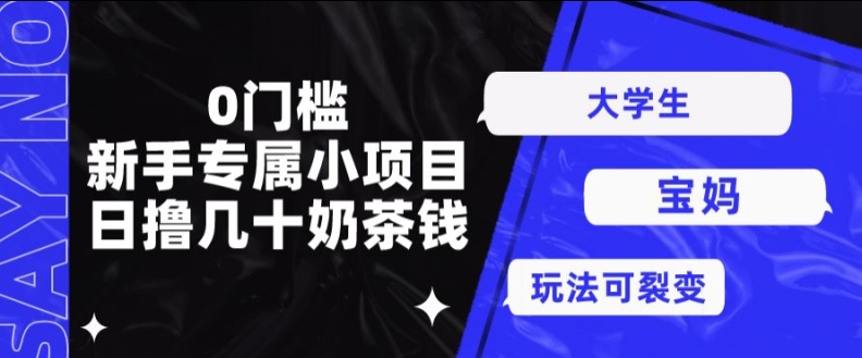 0门槛,新手专属小项目,日撸几十奶茶钱-冒泡网