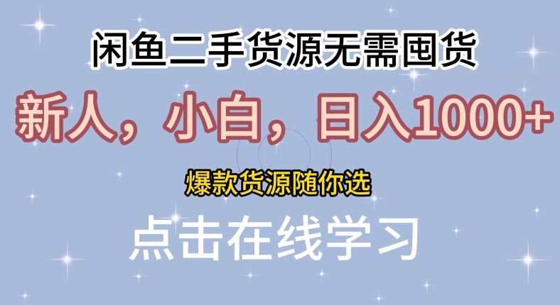 闲鱼二手货源无需国货,新人,小白,日入1k,爆款货源随你选-冒泡网
