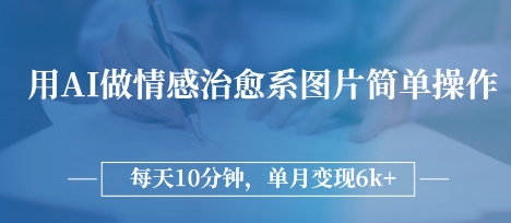 用AI做情感治愈系图片,简单操作,每天10分钟,单月变现6k+-冒泡网
