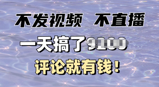 不发作品不直播,评论就有钱,一条最高10块,一天搞多张-冒泡网