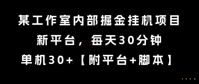 某工作室内部掘金挂G项目,新平台,每天30分钟,单机30+【揭秘】-冒泡网