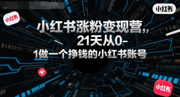 小红书涨粉变现营,21天从0-1做一个挣钱的小红书账号-冒泡网