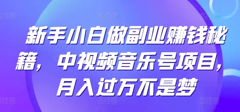 新手小白做副业赚钱秘籍，中视频音乐号项目，月入过万不是梦-冒泡网