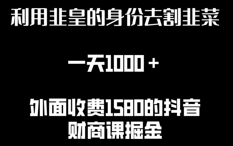 利用非皇的身份去割韭菜,一天1000+(附详细资源)【揭秘】-冒泡网