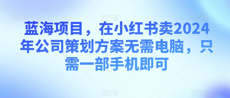蓝海项目,在小红书卖年公司策划方案无需电脑,只需一部手机即可-冒泡网
