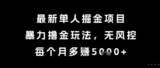 最新单人掘金项目,暴力撸金玩法,无风控,每个月多挣5k+【揭秘】-冒泡网