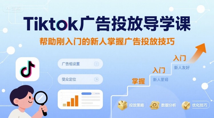 Tiktok广告投放导学课,帮助刚入门的新人掌握广告投放技巧-冒泡网