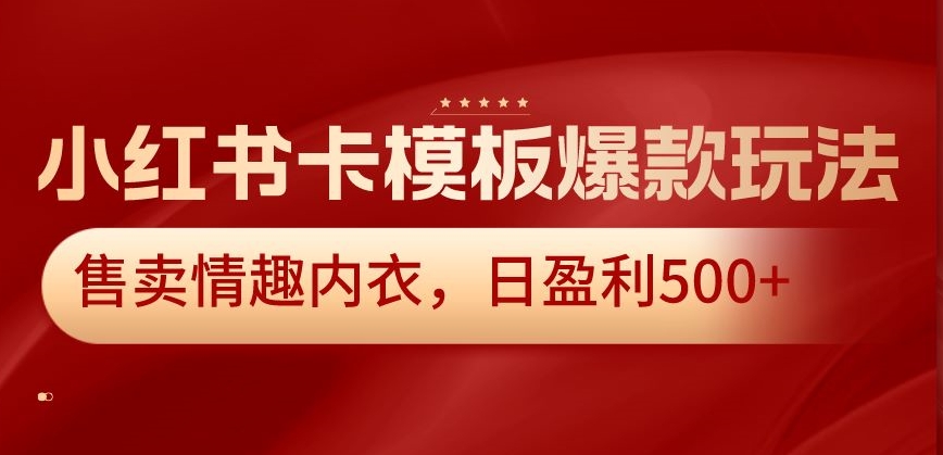 小红书卡模板爆款玩法,售卖情趣内衣,日盈利500+【揭秘】-冒泡网