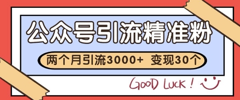 公众号精准粉引流玩法，2个月3000+精准粉，变现30个W【揭秘】-冒泡网