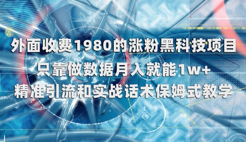外面收费1980的涨粉黑科技项目，只靠做数据月入就能1w+【揭秘】-冒泡网