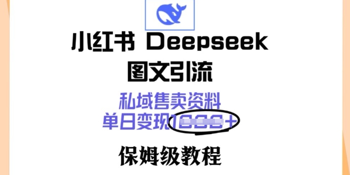 小红书Deepseek图文引流，私域售卖资料，单日变现多张，保姆级教程-冒泡网