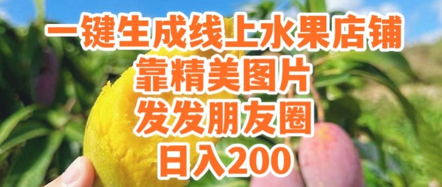 一键生成线上水果店,靠精美图片发发朋友圈,也能日入200-冒泡网