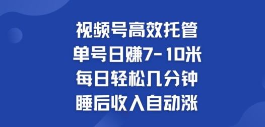 视频号高效托管,单号日赚7-10米,每日轻松几分钟,睡后收入自动涨-冒泡网