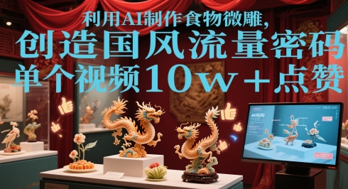 利用AI制作食物微雕，创造国风流量密码，单个视频10w+点赞-冒泡网