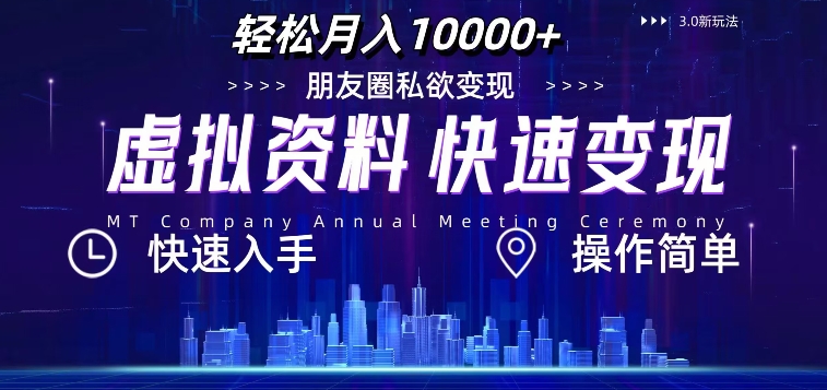 虚拟资料新玩法，快速变现，轻松月入1w+，小白轻松操作-冒泡网