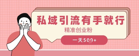 私域引流有手就行，日引500+精准创业粉-冒泡网