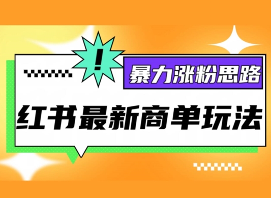 小红书最新商单玩法，暴力涨粉思路，三分钟搞定一条视频，不判搬运，适合小白-冒泡网