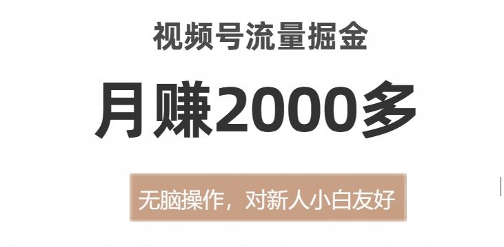 视频号流量掘金，无脑操作，对新人小白友好，月赚2000多【揭秘】-冒泡网