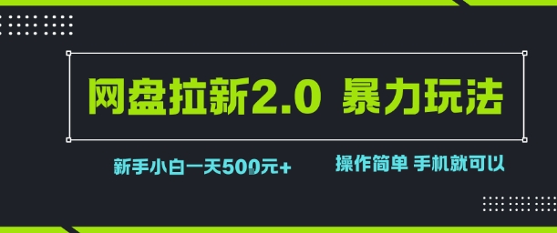 网盘拉新2.0暴力玩法，新手小白一天轻松5张，操作简单-冒泡网