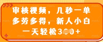 审核视频，几秒一单，多劳多得，新人小白一天轻松3张【揭秘】-冒泡网