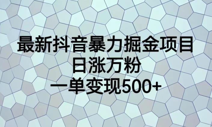 最新抖音暴力掘金项目，日涨万粉，一单变现500+【揭秘】-冒泡网