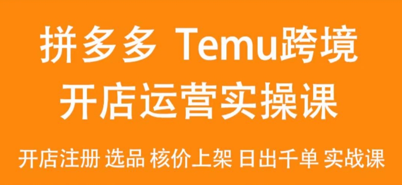 Temu最新玩法,Temu跨境开店运营实操课,开店注册/选品/核价上架/日出千单实战课-冒泡网