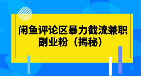 闲鱼评论区暴力截流兼职副业粉(揭秘)-冒泡网