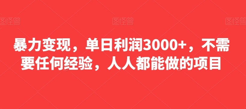 暴力变现,单日利润3000+,不需要任何经验,人人都能做的项目-冒泡网