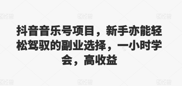 抖音音乐号项目，新手亦能轻松驾驭的副业选择，一小时学会，高收益-冒泡网