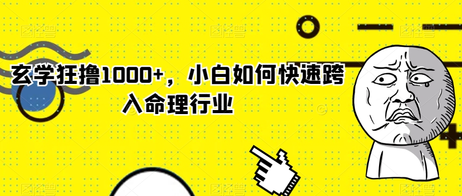 玄学狂撸1000+，小白如何快速跨入命理行业【揭秘】-冒泡网