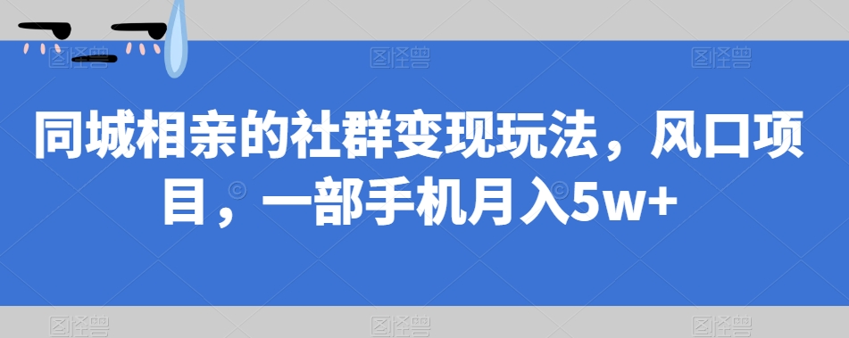 同城相亲的社群变现玩法,风口项目,一部手机月入5w+【揭秘】-冒泡网