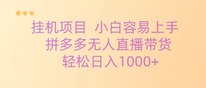 挂JI项目拼多多无人直播带货，轻松日入1000+-冒泡网