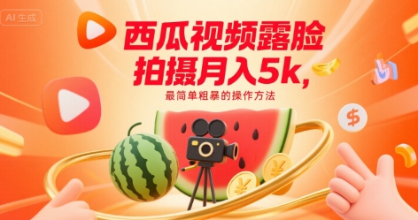 西瓜视频露脸拍摄月入5k，最简单粗暴的操作方法-冒泡网
