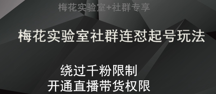 梅花实验室社群连怼起号玩法,视频号绕过千粉限制,开通直播带货权限【揭秘】-冒泡网