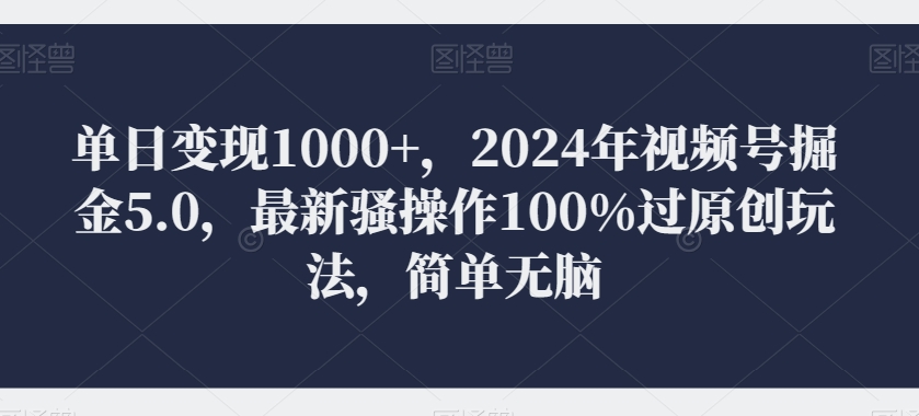 单日变现1000+,年视频号掘金5.0,最新骚操作100%过原创玩法,简单无脑,小白专属-冒泡网