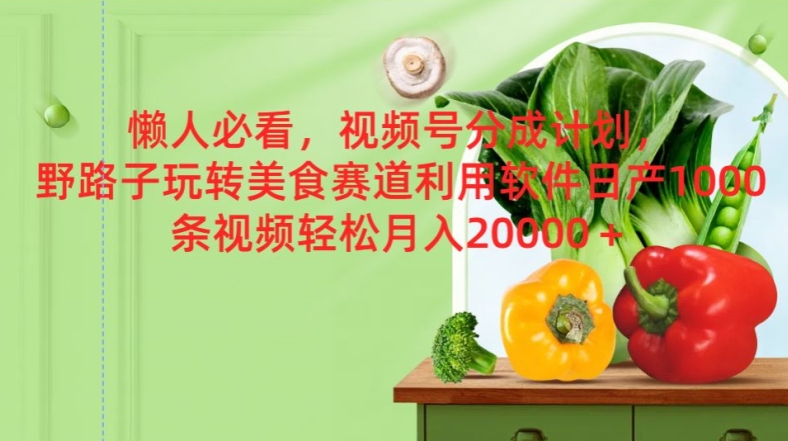 懒人必看,视频号分成计划,野路子玩转美食赛道利用软件,日产100条视频-冒泡网