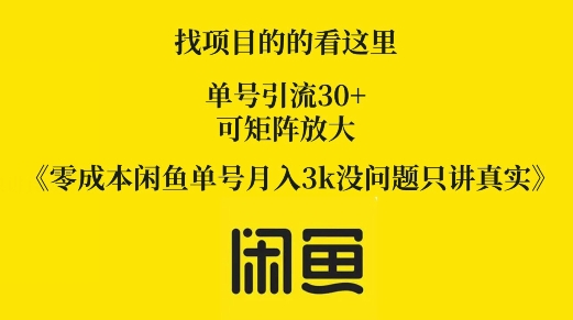 零成本闲鱼单号月入3k没问题只讲真实-冒泡网