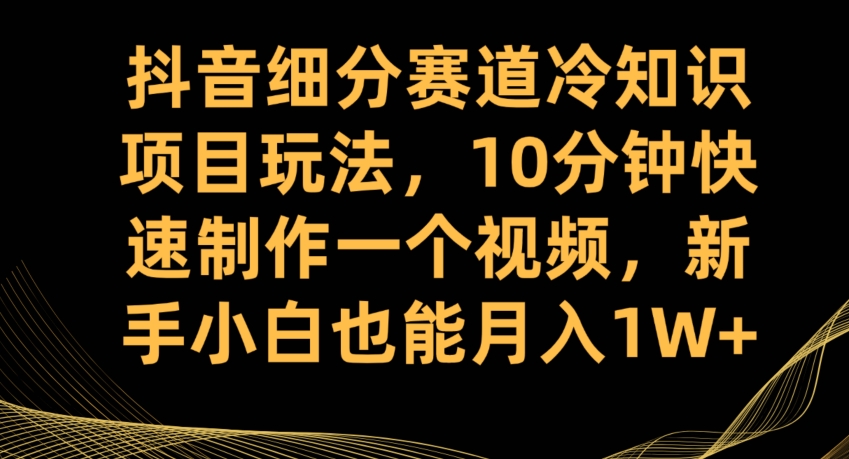 抖音细分赛道冷知识项目玩法，10分钟快速制作一个视频，新手小白也能月入1W+【揭秘】-冒泡网