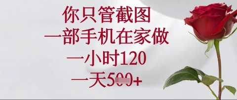 你只管截图,一部手机在家操作,一小时120.一天5张【揭秘】-冒泡网