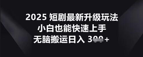 2025短剧最新升级玩法,小白也能快速上手,无脑搬运日入3张-冒泡网