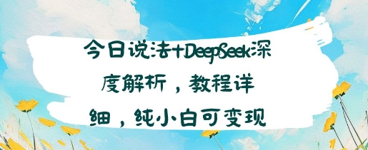 今日说法+DeepSeek深度解析，教程详细，纯小白可变现-冒泡网