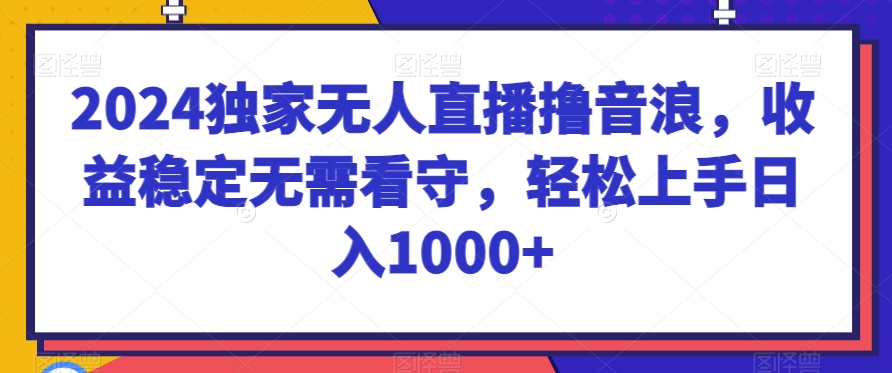 独家无人直播撸音浪，收益稳定无需看守，轻松上手日入1000+【揭秘】-冒泡网