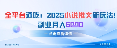 全平台通吃:2025小说推文新玩法,副业月入6k-冒泡网