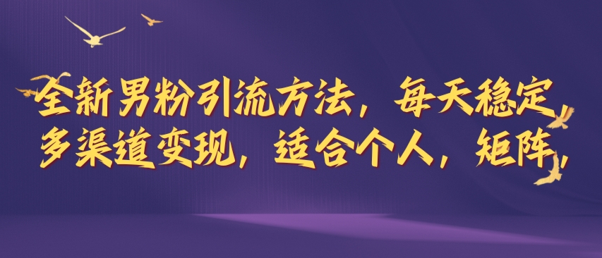 全新男粉引流方法，每天稳定加人，适合个人，矩阵，多渠道变现-冒泡网