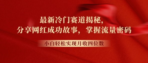 最新冷门赛道揭秘,分享网红成功故事,小白轻松掌握流量密码-冒泡网